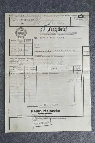 Frachtbrief Braunschweig Konservenfabrik Schlotheim 1929