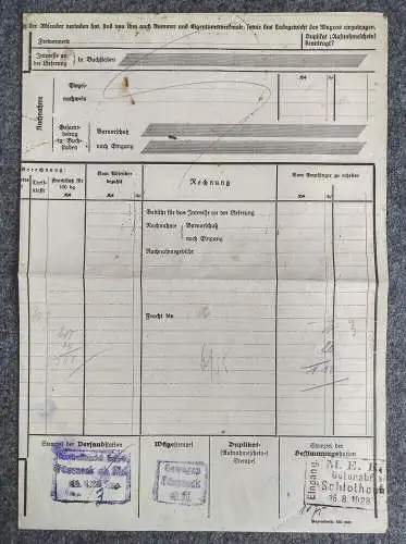 Frachtbrief Pößneck Robert Berger nach Schlotheim 1928
