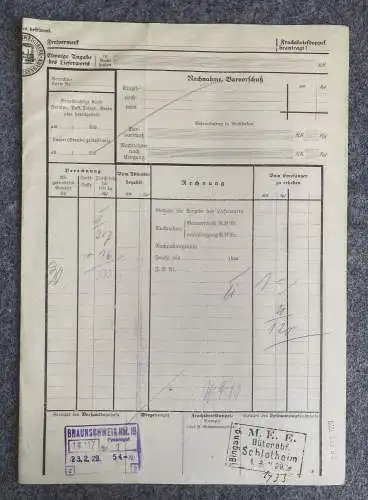 Frachtbrief Braunschweig Heinrich Meinecke nach Schlotheim 1929