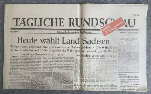 Tägliche Rundschau Heute wählt Land Sachsen 1946 Nr 203