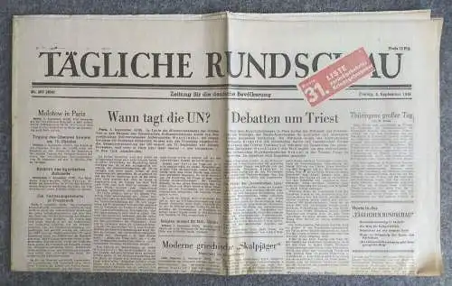 Tägliche Rundschau Wann tagt die UN Debatten um Triest 1946 Nr 207