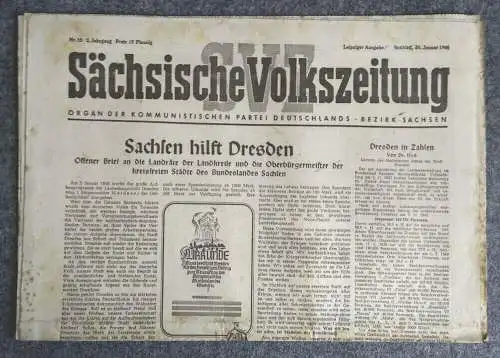 Sächsische Volkszeitung Sachsen hilft Dresden Offener Brief Landräte 1946 Nr 15