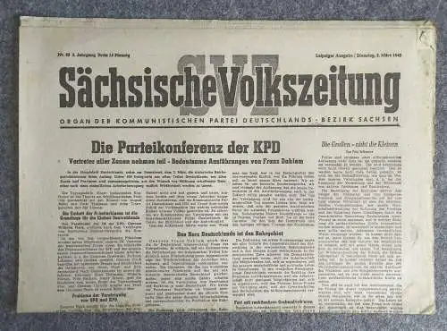 Sächsische Volkszeitung Die Parteikonferenz der KPD 1946 Nr 53