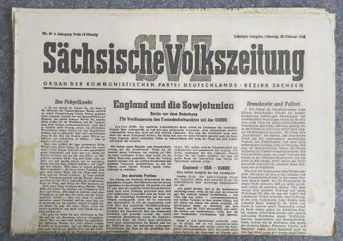 Sächsische Volkszeitung England und die Sowjetunion 1946 KPD Bezirk Sachsen Nr 4