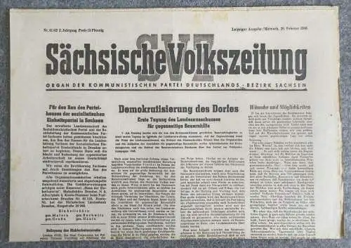 Sächsische Volkszeitung Demokratisierung des Dorfes 1946 KPD Bezirk Sachsen Nr 4