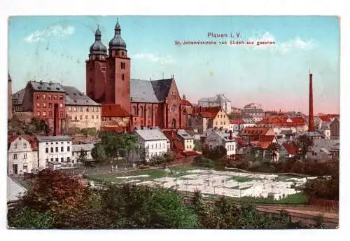 Ak Plauen St. Johanneskirche von Süden aus gesehen