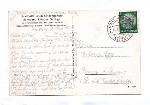 Ak Gaststätte zum Lindengarten Jonsdorf Zittauer Gebirge 1937 DR