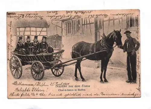 Ak Trachten aus dem Elsass Char-à-bancs in Hoffen 1902 DR