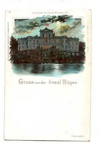 Litho Ak Gruss von der Insel Rügen Schloss Putbus Parkseite 1900