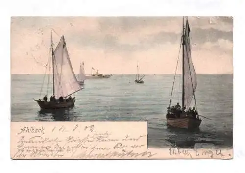 Litho Ak Ahlbeck 1902 Schiffe auf dem Meer