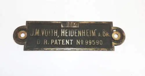 Altes Schild Voith Heidenheim an der Brenz aus Messing um 1910 Maschinen Typensc