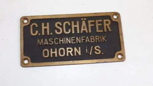 Altes Messingschild Schäfer Maschinenfabrik Ohorn Sachsen Antik Deko Herstellers