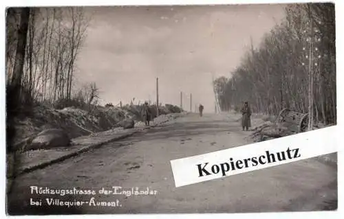 Foto Ak Villequier Aumont Rückzug Strasse der Engländer Frankreich 1 Wk