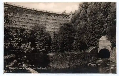 Foto Ak Marklissa Talsperre Sperrmauer und Stollen am Kraftwerk Schlesien 1930er
