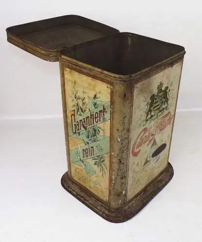 Große alte Blechdose Cacao Felsche Leipzig Knauf lithografiert um 1900 