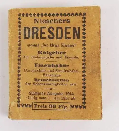 Nieschers Dresden Eisenbahn Dampfschiff Straßenbahn Fahrplan 1914 Sommer