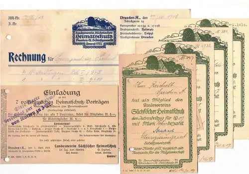 Konvolut Briefkopf Karten Landesverein Sächsischer Heimatschutz Dresden 1916