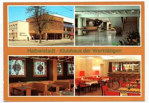 Ak Halberstadt Klubhaus der Werktätigen Foyer Bierkeller Bar 1982 DDR in Farbe