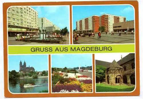 Ak Gruss aus Magdeburg in Farbe DDR Karl Marx Straße Julius Bremer Straße