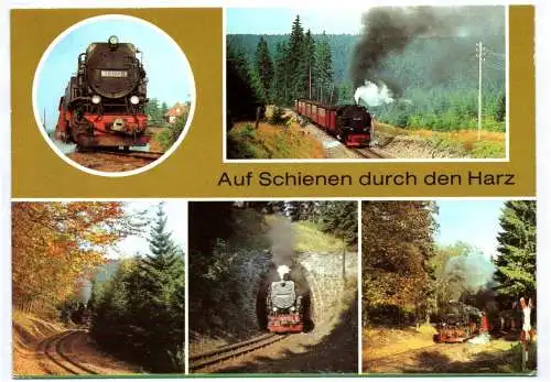 Ak Auf Schienen durch den Harz Eisenbahn Dampflok 1982 DDR in Farbe