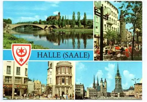 Ak Halle Saale in Farbe Hansering Klement Gottwald Straße Markt 1977