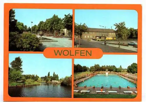 Ak Wolfen Leipziger Straße Bahnhof Fune Due Schwimmbad 1981