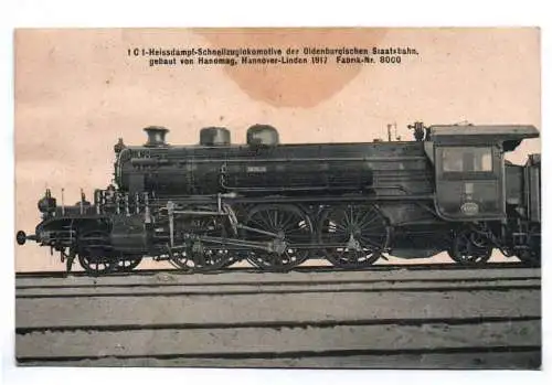 Ak Schnellzug Lokomotive Oldenburg Staatsbahn Hanomag Hannover Linden 1917