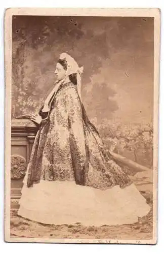 CdV Foto Dame in prächtigen Kleid wohl Adel Mathaus München um 1865