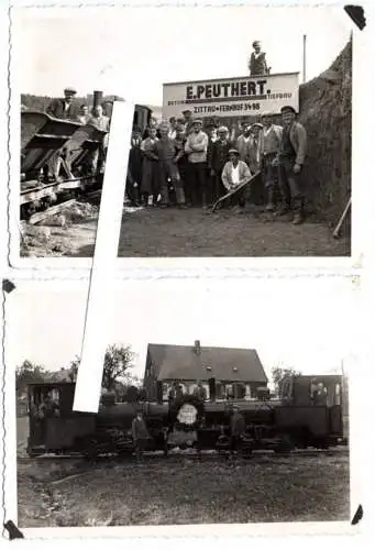 2 x Foto Dampflok Peuthert Zittau Tiefbau Feldbahn 1930 er