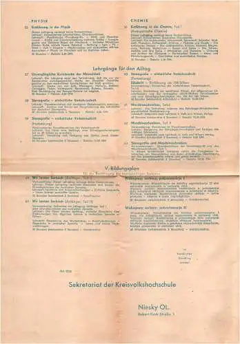 Niesky Lehrprogramm Kreishochschule 1962 Dokument DDR