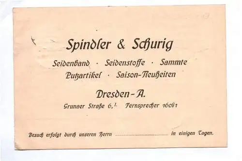 Drucksache Spindler Schurig Seidenwaren Dresden Altstadt 1929 Klotzsche