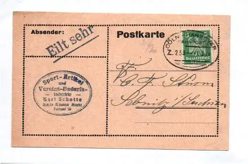 Postkarte Bahnpost Stempel Zug 233 Cöln nach Hannover 1926 