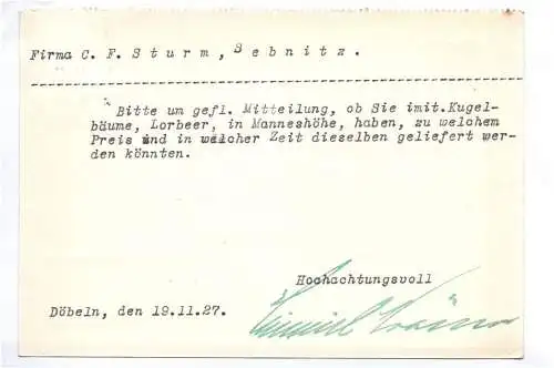Firmen Postkarte 1927 Heinrich Kröner Döbeln Sachsen 1927 