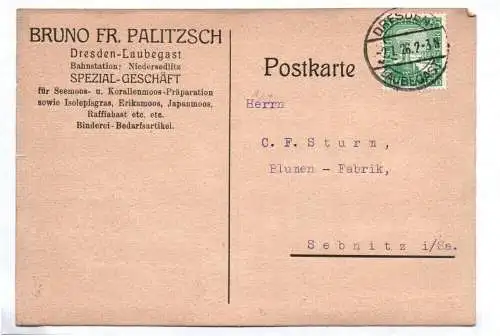 Postkarte Bruno Freiherr Palitzsch Dresden Laubegast 1926