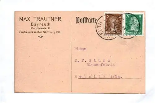 Alte Postkarte Max Trautner Bayreuth 1927