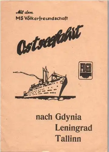 MS Völkerfreundschaft Ostseefahrt nach Gdynia Leningrad Tallin 1971 FDGB Heft