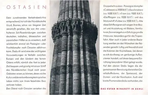 2 x Norddeutscher Lloyd Bremen Ost Asien Nord Amerika Schiffsreise Prospekt