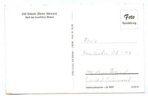 Echtfoto Ak Sebnitz Sächsische Schweiz 1960 DDR