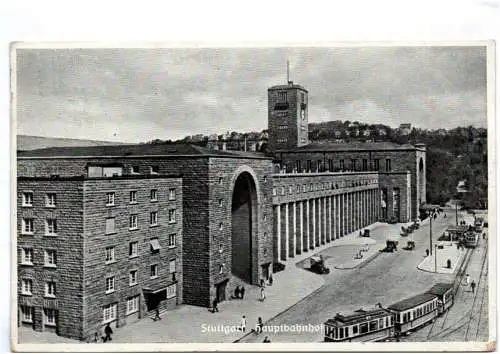 Ak Stuttgart Hauptbahnhof Straßenbahn 1939