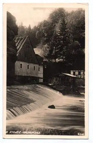 Foto AK Grundmühle Sächsisch Böhmische Schweiz Rosendorf 1930 Wassermühle
