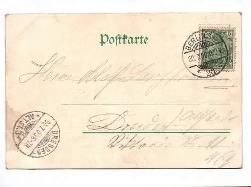 Litho Ak Gruss aus Berlin Albrecht der Bär Siegessäule 1900