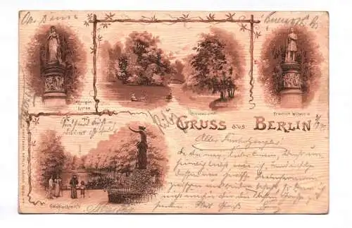 Ak Gruss aus Berlin Goldfischteich Friedrich Wilhelm Königen Luise 1900