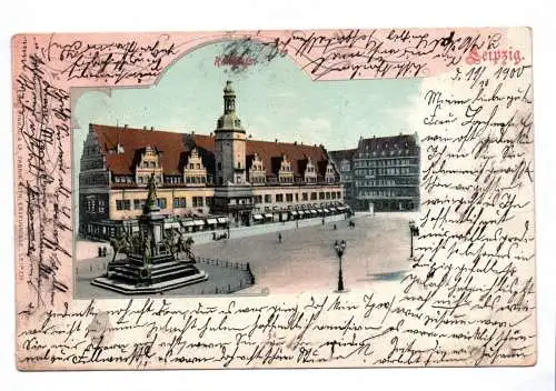 Litho Ak Leipzig Blick über den Markt 1902