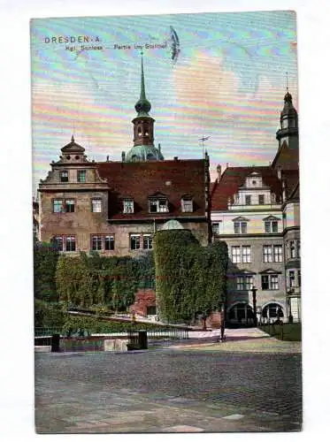 Litho Ak Dresden Schloss Partie im Stallhof 1906