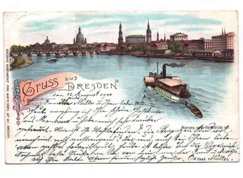 Litho Ak Gruss aus Dresden 1900 Reichspost