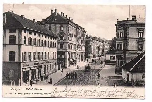 Litho Ak Kempten Bahnhofstrasse 1906