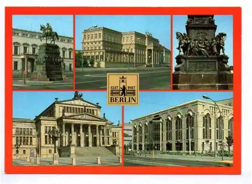 Ak Berlin 1237 bis 1987 Palast Unter den Linden Reiterstandbild Schauspielhaus