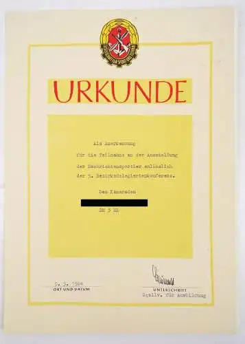 GST Urkunden 1964 DDR Nachlass