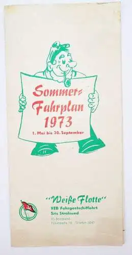 Sommer Fahrplan 1963 Weiße Flotte VEB Fahrgastschiffahrt Stralsund