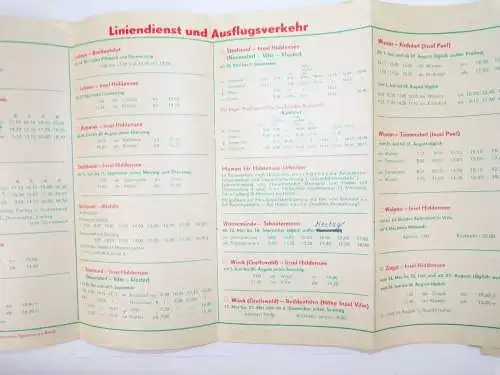 Sommer Fahrplan 1963 Weiße Flotte VEB Fahrgastschiffahrt Stralsund
